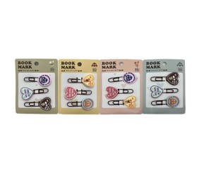 Закладка-скріпка для книг силіконова 3 шт."Сердечки" 6 см (мікс видів)