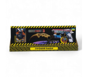 Ігровий набір "BIG BOX Hexagon", деревʼяний - резинкостріл, ножі, рукавички, брелок