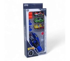 Набір металевих модельок з запуском і аксесуарами, 3 машинки (синій)