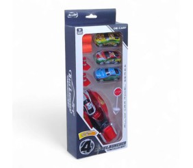 Набір металевих модельок з запуском і аксесуарами, 3 машинки (червона)