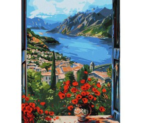 Картина по номерах "Пристань у горах" 40х50 см