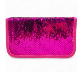 Пенал-книжка з паєтками (1 відділення) малиновий