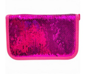 Пенал-книжка з паєтками (2 відділення) рожевий, мікс видів