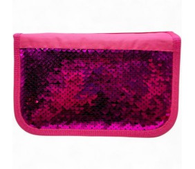 Пенал-книжка з паєтками (3 відділення) малиновий