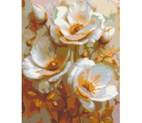 Алмазна мозаїка "Білі квіти" 40х50 см