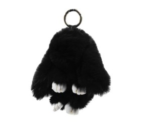 Хутряний брелок "Кролик", чорний (23 см)