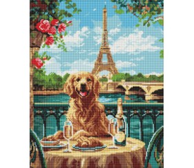 Алмазна мозаїка "Ретривер у Парижі" 40х50 см