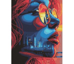 Алмазна мозаїка "Захід сонця в Лондоні" 40х50 см