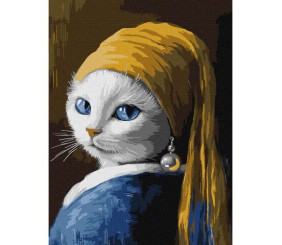 Картина по номерах "Кішка з перловою сережкою" 30х40 см