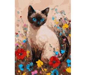 Картина по номерах "Кішечка у квітах" 30х40 см