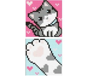 Набір з алмазною мозаїкою на магнітній основі "Сірий пухнастик" 9x9 см