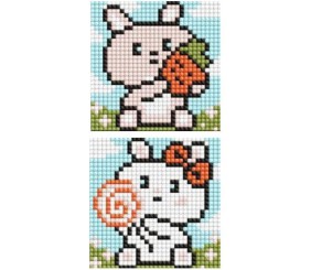 Набір з алмазною мозаїкою на самоклеючій основі "Зайчики" 9x9 см