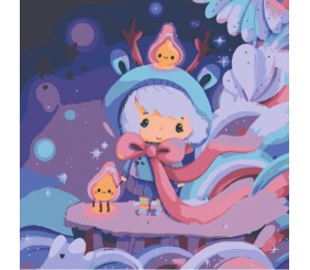 Картина по номерах зі світлодіодною підсвіткою "Вогники" 25x25 см