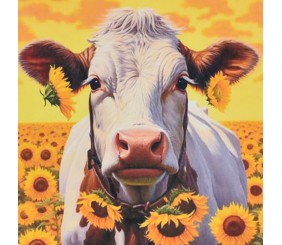 Алмазна мозаїка "Корова на тлі безмежної природи" 30х30 см
