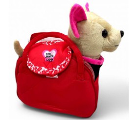 Мʼяка інтерактивна собачка на повідку, в сумці (бежева), мікс видів