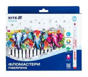 Фломастери, набір 36шт, Kite Creative Superwashable