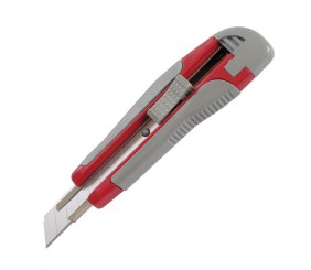 Ніж канцел, мет. направл, гум.вставки, 18мм, авто-фіксатор