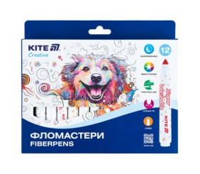 Фломастери, набір 12шт, Kite Creative Superwashable Jumbo