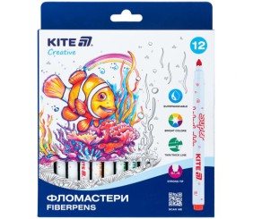 Фломастери, набір 12шт, Kite Creative Superwashable