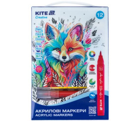 Маркери-пензлики акрилові, набір 12шт, Kite Creative