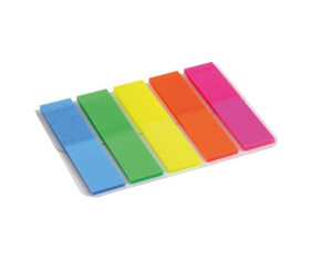 Закладка неонова 5 кольорів 12х50мм, 125 шт, прямокутна
