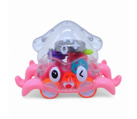 Інерційна іграшка "Восьминіг" на колесиках, з шестернями, світло, дзвоник (рожевий)