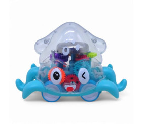 Інерційна іграшка "Восьминіг" на колесиках, з шестернями, світло, дзвоник (блакитний)