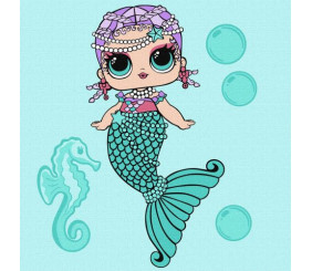 Картина за номерами з фарбами металік "L.O.L. Surprise! Mermaids Merbaby" 40х40 см