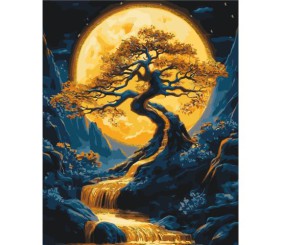 Картина по номерах з фарбами металік "Пейзаж. Дерево" 40х50 см