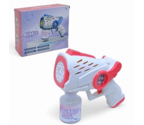 Пістолет з мильними бульбашками, на батарейках (рожевий)