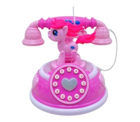 Телефон музичний на батарейках (малиновий)