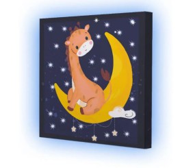 Картина по номерах  з гірляндою "Жираф на місяці", 25x25 см