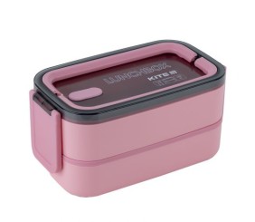 Ланчбокс подвійний з наповненням 1400 мл, рожевий