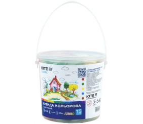 Крейда кольорова Jumbo, 15 шт. у відерці Kite Classic