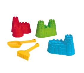 Пісочний набір -  3 шт пасочки замок, граблі, лопатка, мікс видів