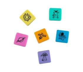 Набір гумок у пластиковому боксі Space, 6 шт., асорті