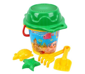 Іграшка "Набір пісочний ТехноК" - відро, лопатка, граблі, сито 2 формочки