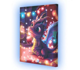 Набір для розпису з гірляндою "Дракон", 40x50 см