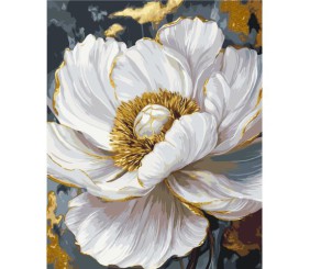 Картина по номерах з фарбами металік "Біла півонія" 40х50 см