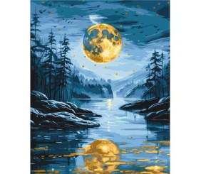 Картина по номерах з фарбами металік "Вечірній пейзаж" 40х50 см