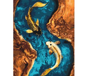 Картина по номерах з фарбами металік "Дві рибки" 40х50 см