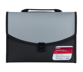 Портфель А4 на 3 відділення,  чорний+сірий.