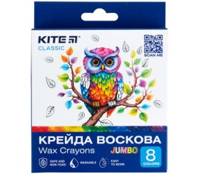 Крейда воскова Jumbo, 8 кольорів Kite Classic
