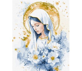 Картина по номерах з фарбами металiк "Небесна Марія" 40х50 см