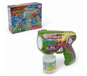 Пістолет з мильними бульбашками "Динозавр" підсвічування, 10 отворів, на батарейках (зелений)