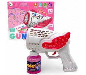 Пістолет з мильними бульбашками, на батарейках (рожевий)