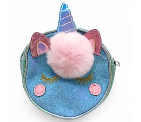 Сумочка "Єдиноріг з блискітками", 16 см (блакитний)