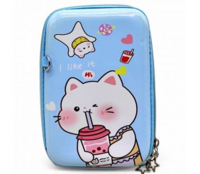 Сумочка дитяча на блискавці "Аніме. Кіт", блакитна