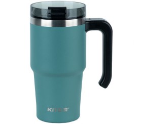 Термокружка з ручкою 600 мл, зелена