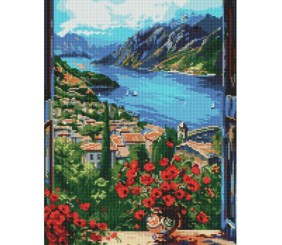 Алмазна мозаїка "Пристань у горах" 40х50 см